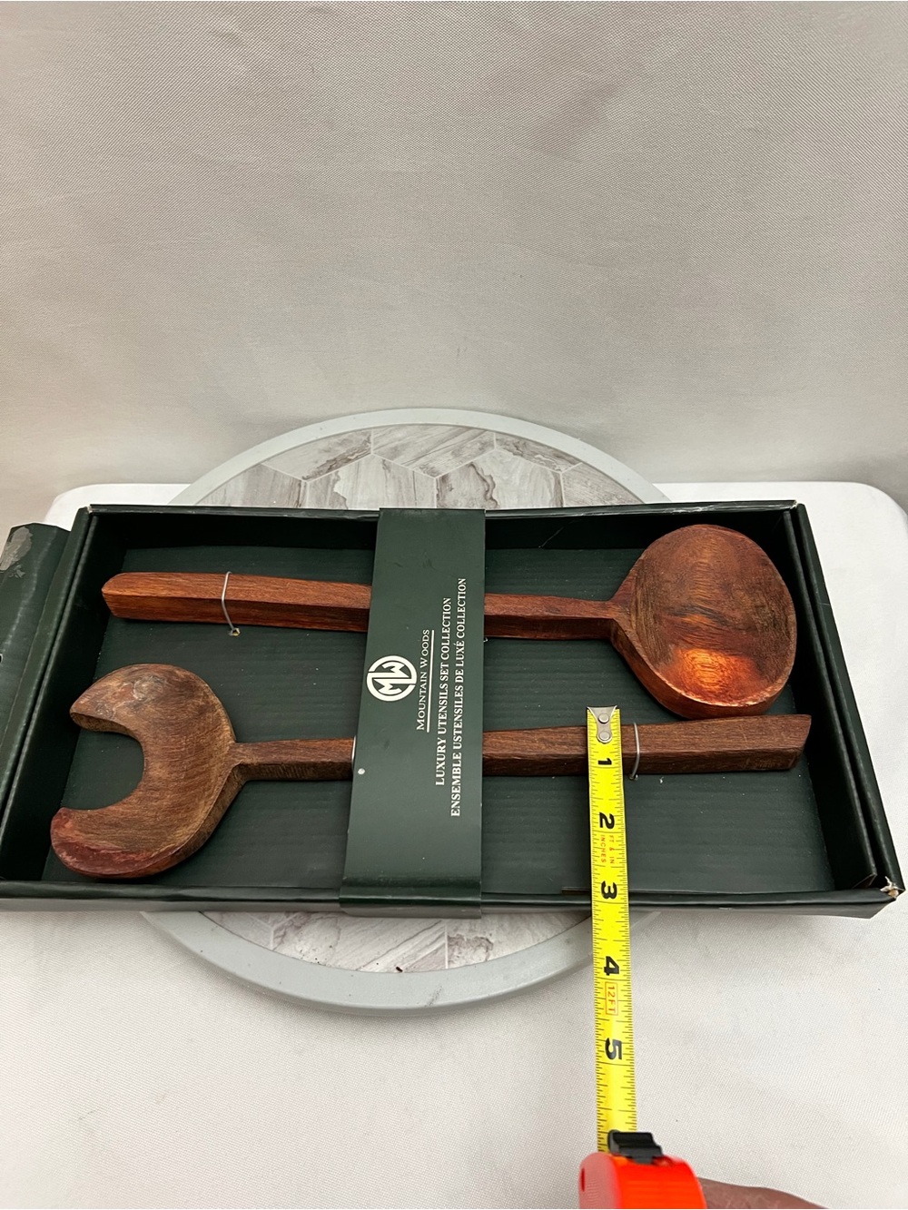 Mountain Woods 2-Piece Wood Salad Server Utensil Set Spoon Fork 12” Boxed - Picture 7 of 7